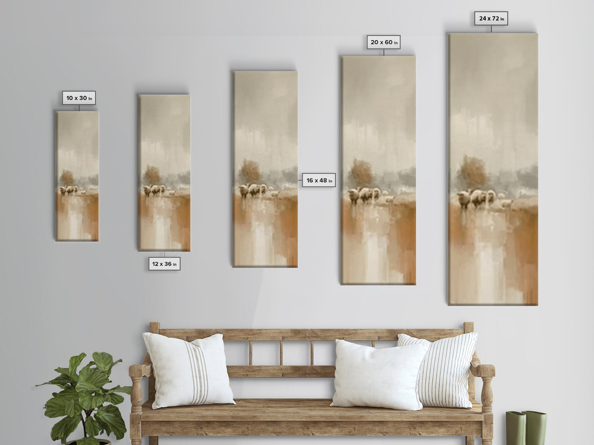 Soft Pasture Peace – Framed Canvas Print – Tall Skinny Art Print – Christian Wall Art – Christian Art Canvas – Moody Christian Art – Jesus