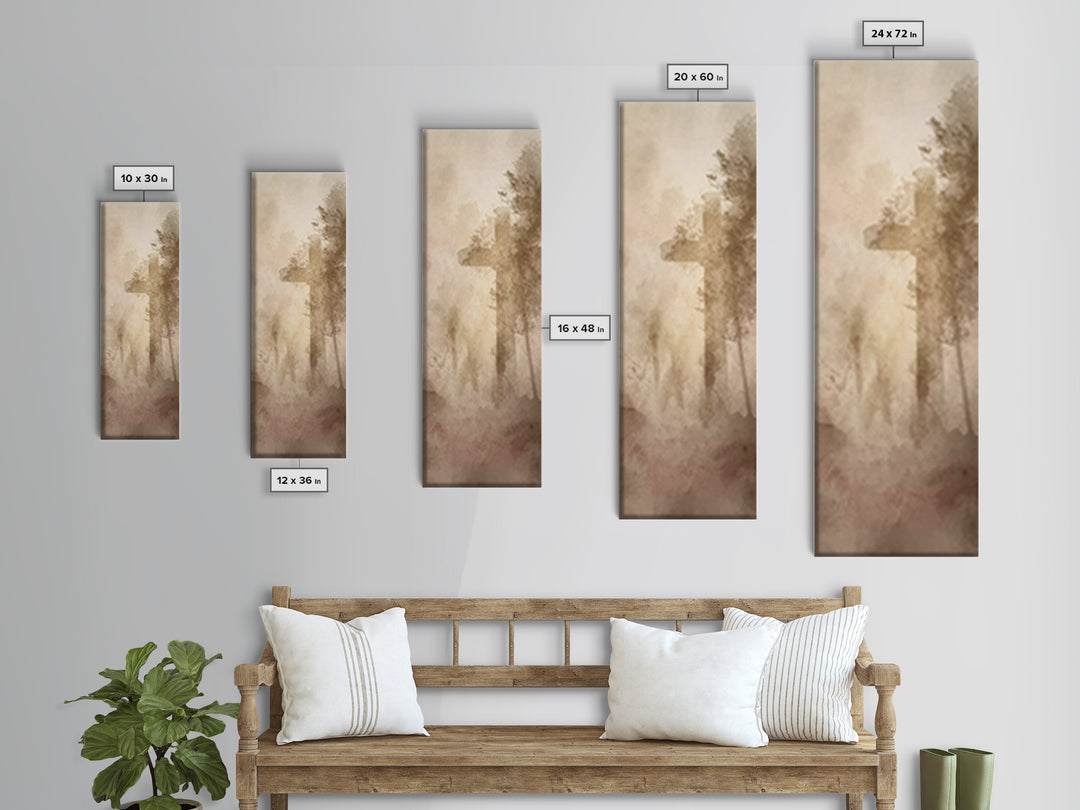 Cross Of Serenity – Framed Canvas Print – Tall Narrow Wall Art – Christian Art Canvas – Christian Wall Art – Moody Christian Art – Christma