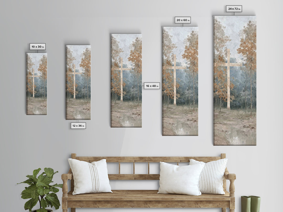 Cross Of Dawn | Framed Canvas Print | Tall Narrow Wall Art | Christian Art | Christian Canvas Art | Jesus Painting | Christmas Art | Christ