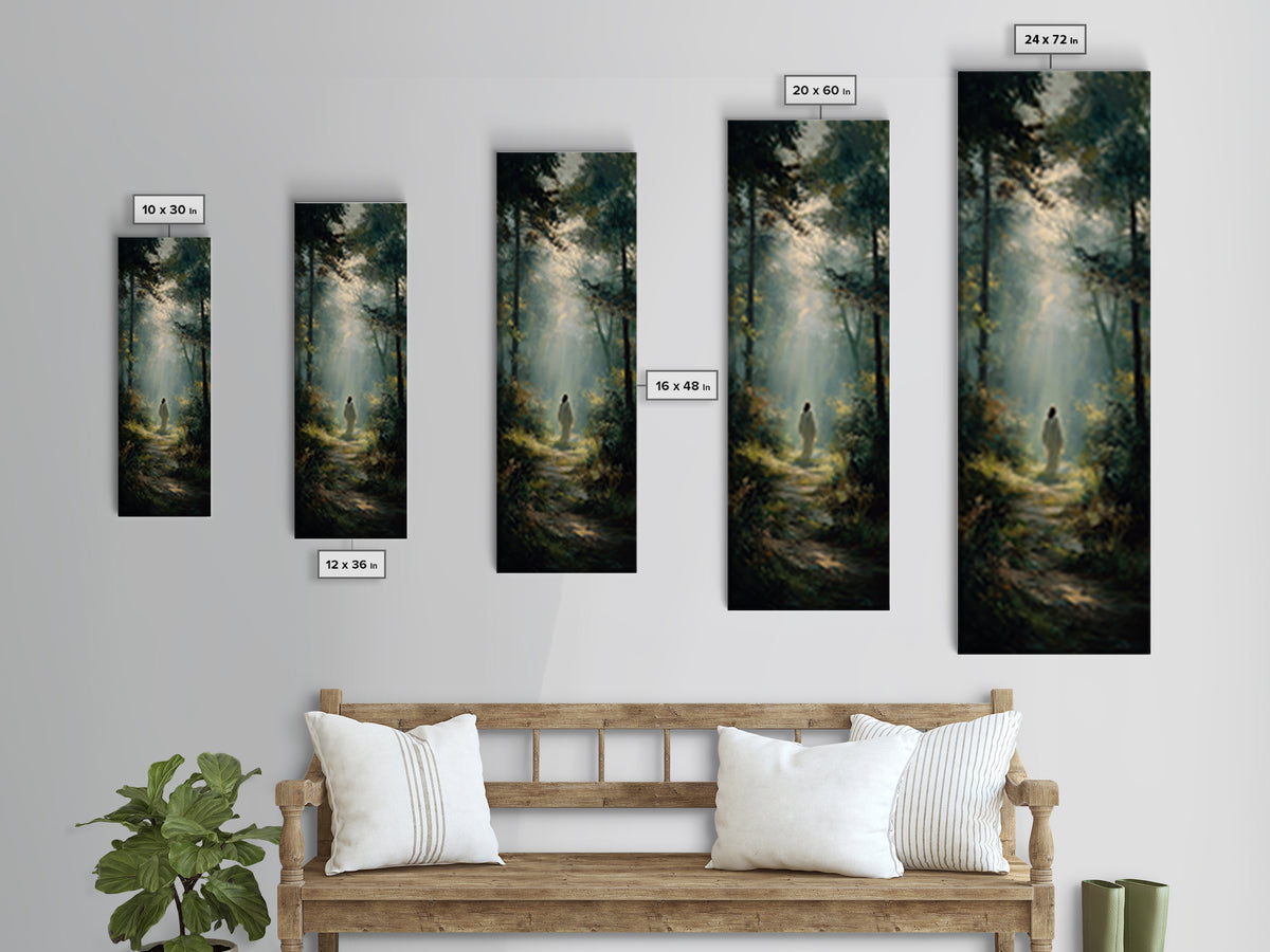 Sacred Journey Glow | Framed Canvas Print | Tall Skinny Art Print | Christian Art | Jesus Painting | Christian Canvas Art | Christmas Art |