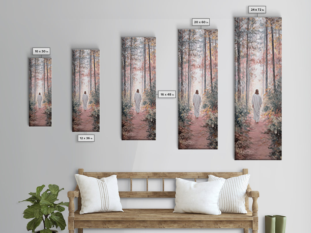 Autumn Mercy Trail – Framed Canvas Print – Narrow Art – Christian Art – Jesus Painting – Christian Canvas Art – Christmas Art – Christian C