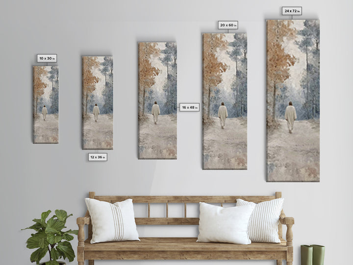 Silent Winter Grace | Framed Canvas Print | Christian Wall Art | Jesus Painting | Narrow Art | Vintage Christian Art | Christian Christmas