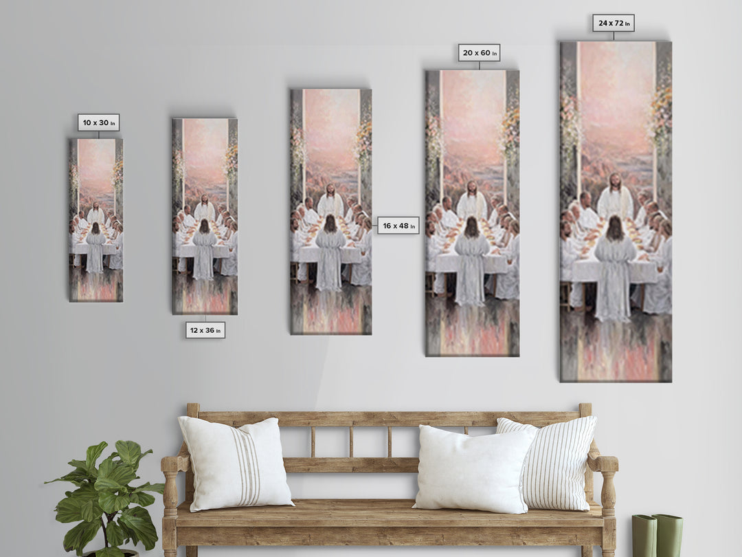 Supper Of Light – Framed Canvas Print – Christian Wall Art – Jesus Painting – Narrow Art – Modern Christian Art – Christian Christmas Art