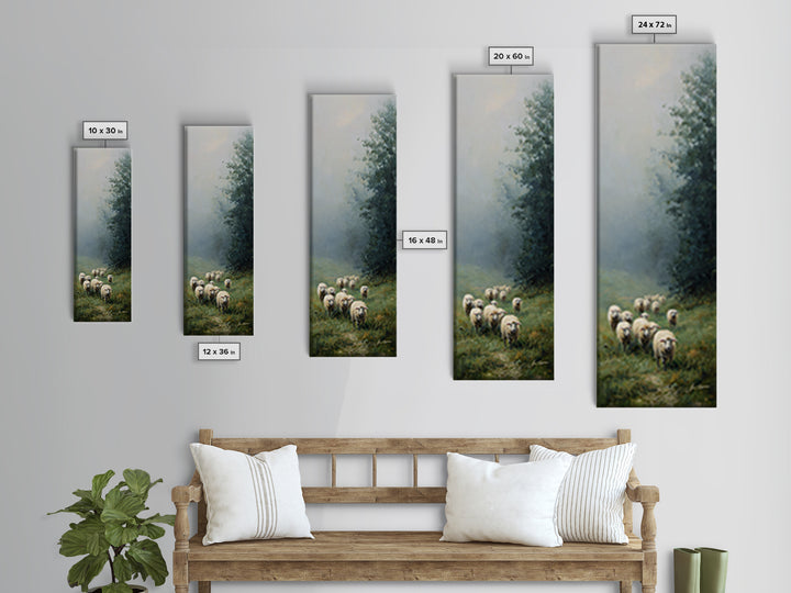 Morning Flock Grace – Framed Canvas Print – Christian Art Canvas – Christian Wall Art – Pastoral Scenery – Subtle Christian Art – Christmas