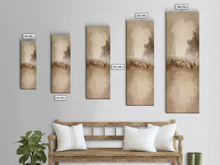 Shepherds In Light – Framed Canvas Print – Tall Narrow Wall Art – Christian Wall Art – Christian Art Canvas – Christmas Art – Pastoral Scen