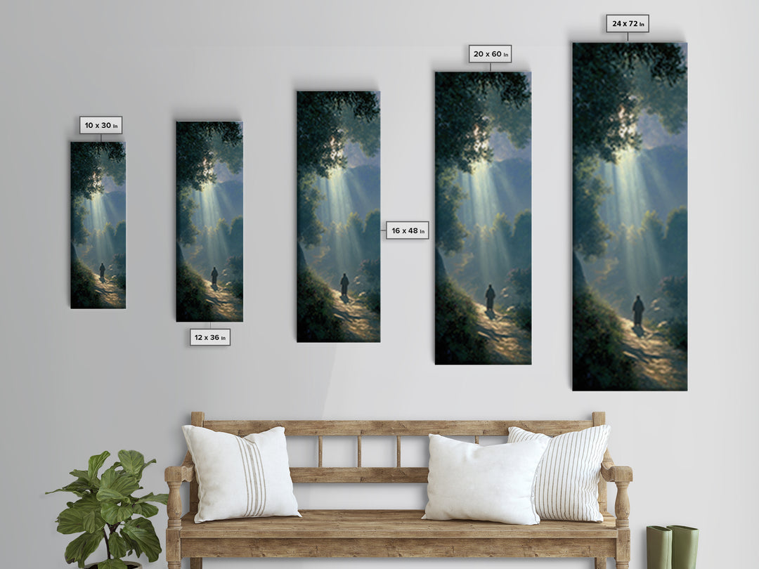 Sacred Woodland Path – Framed Canvas Print – Narrow Art – Christian Art Canvas – Christian Wall Art – Moody Christian Art – Christmas Art