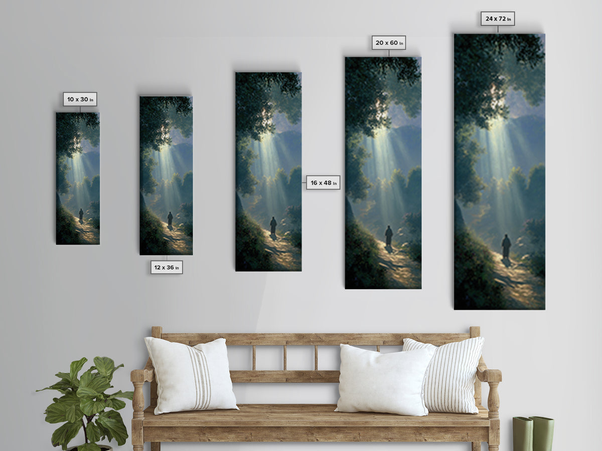 Sacred Woodland Path – Framed Canvas Print – Narrow Art – Christian Art Canvas – Christian Wall Art – Moody Christian Art – Christmas Art