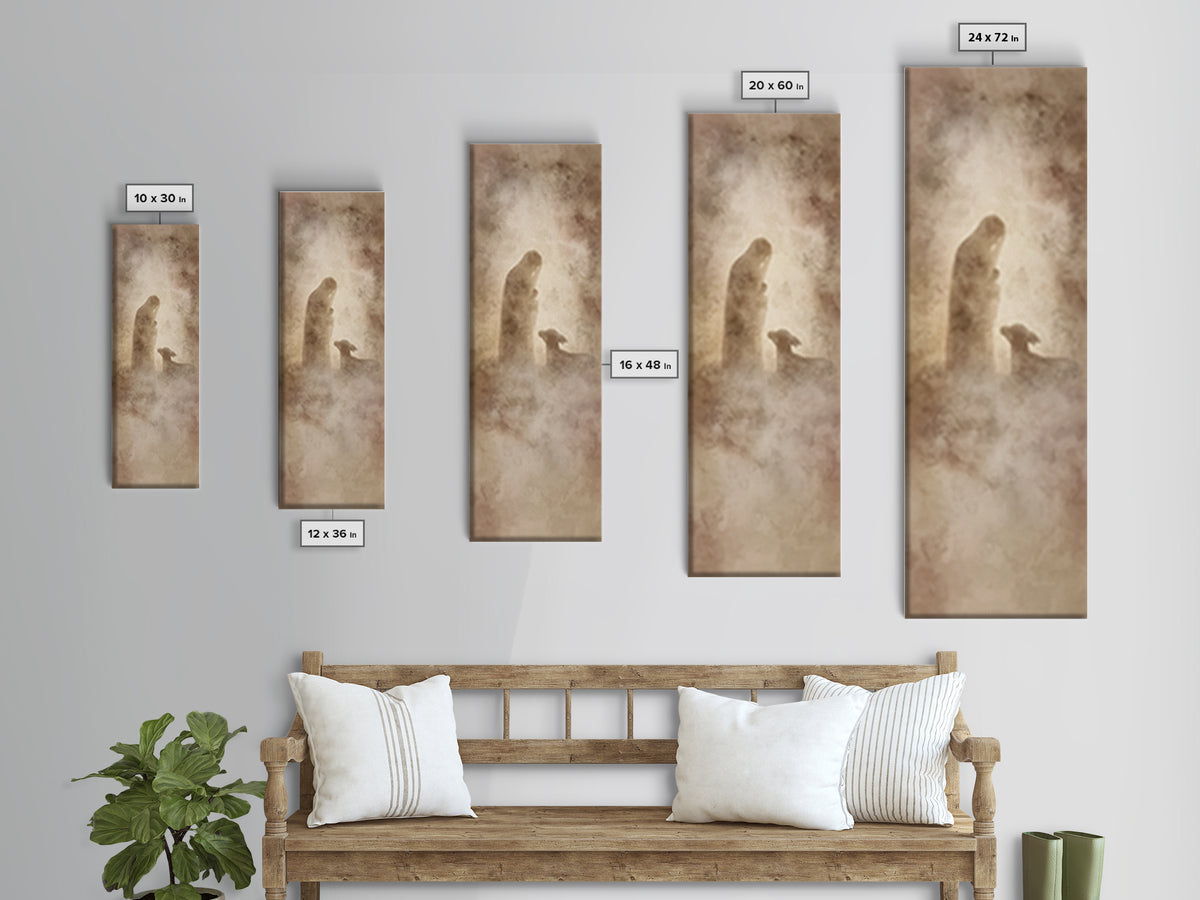 Silent Devotion | Framed Canvas Print | Narrow Art | Christian Wall Art | Christian Christmas Art | Christian Decor | Jesus Painting