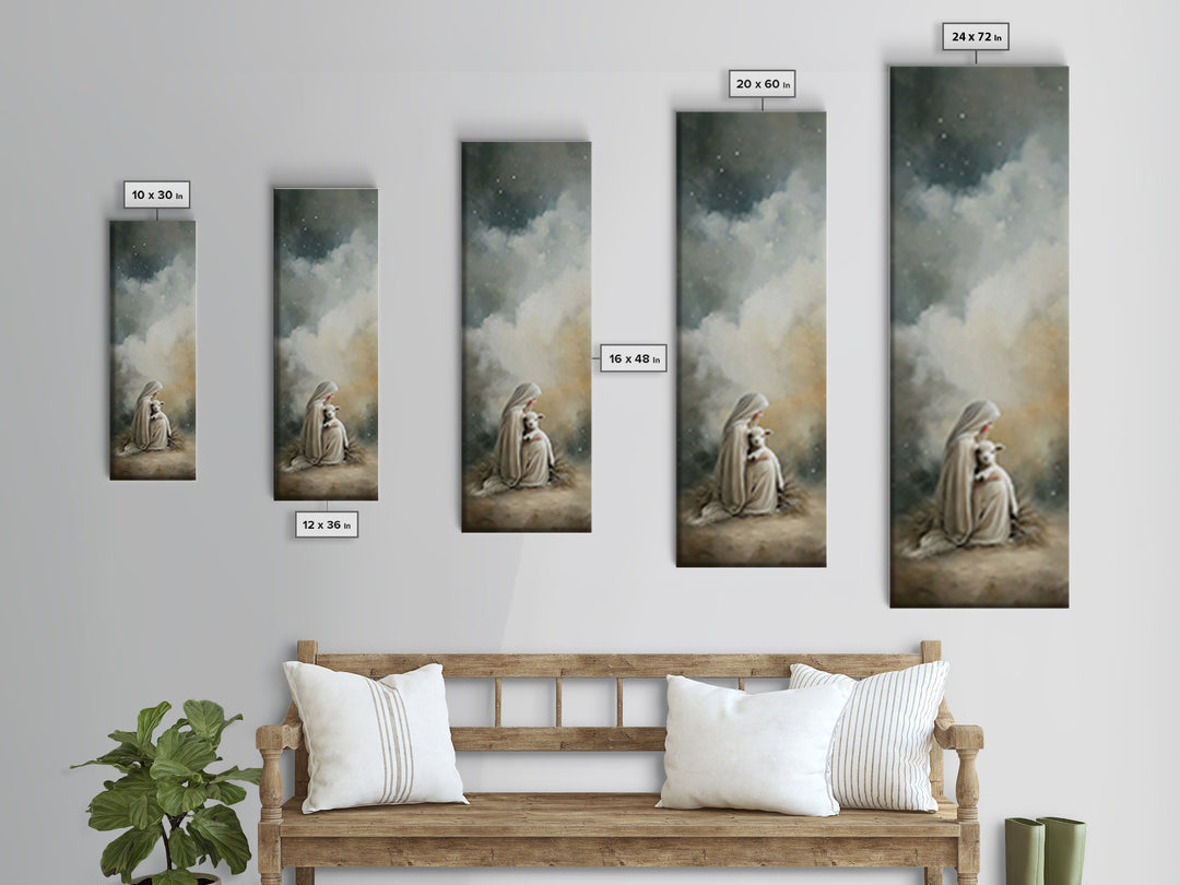 Starry Nativity – Framed Canvas Print – Skinny Art – Christian Wall Art – Christmas Art – Christian Art Canvas – Jesus Christmas Art