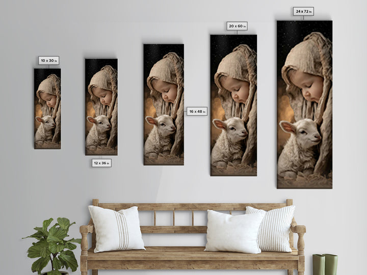 Innocent Trust | Framed Canvas Print | Tall Skinny Art Print | Christian Wall Art | Christian Art Canvas | Christmas Art | Jesus Painting