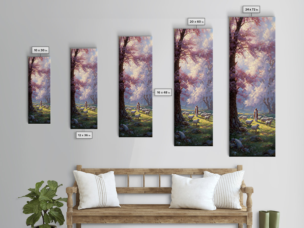 Shepherds Of Light – Framed Canvas Print – Christian Wall Art – Christian Art Canvas – Tall Skinny Art Print – Jesus Painting – Christian C