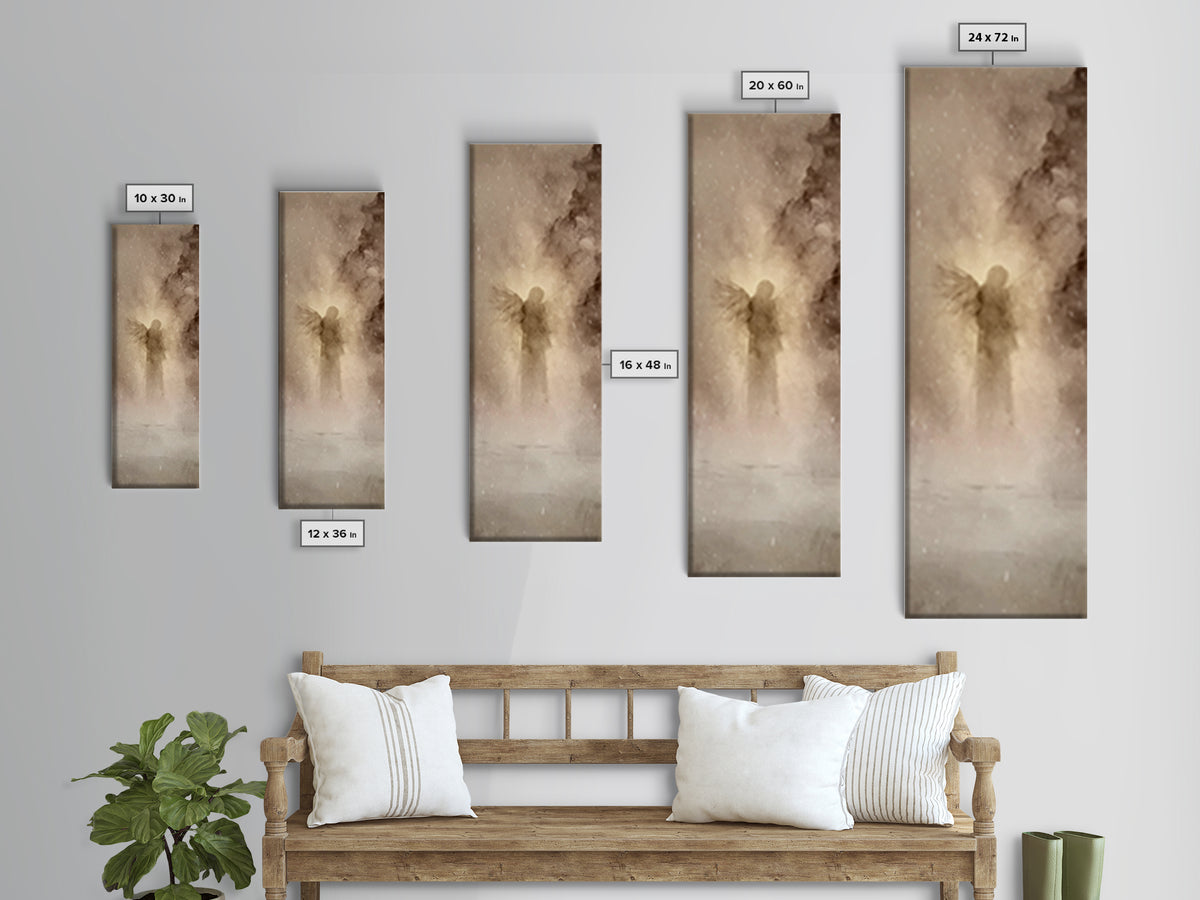 Angel Of Stillness – Framed Canvas Print – Christian Wall Art – Minimalist Christian Art – Tall Skinny Art Print – Christian Art Canvas