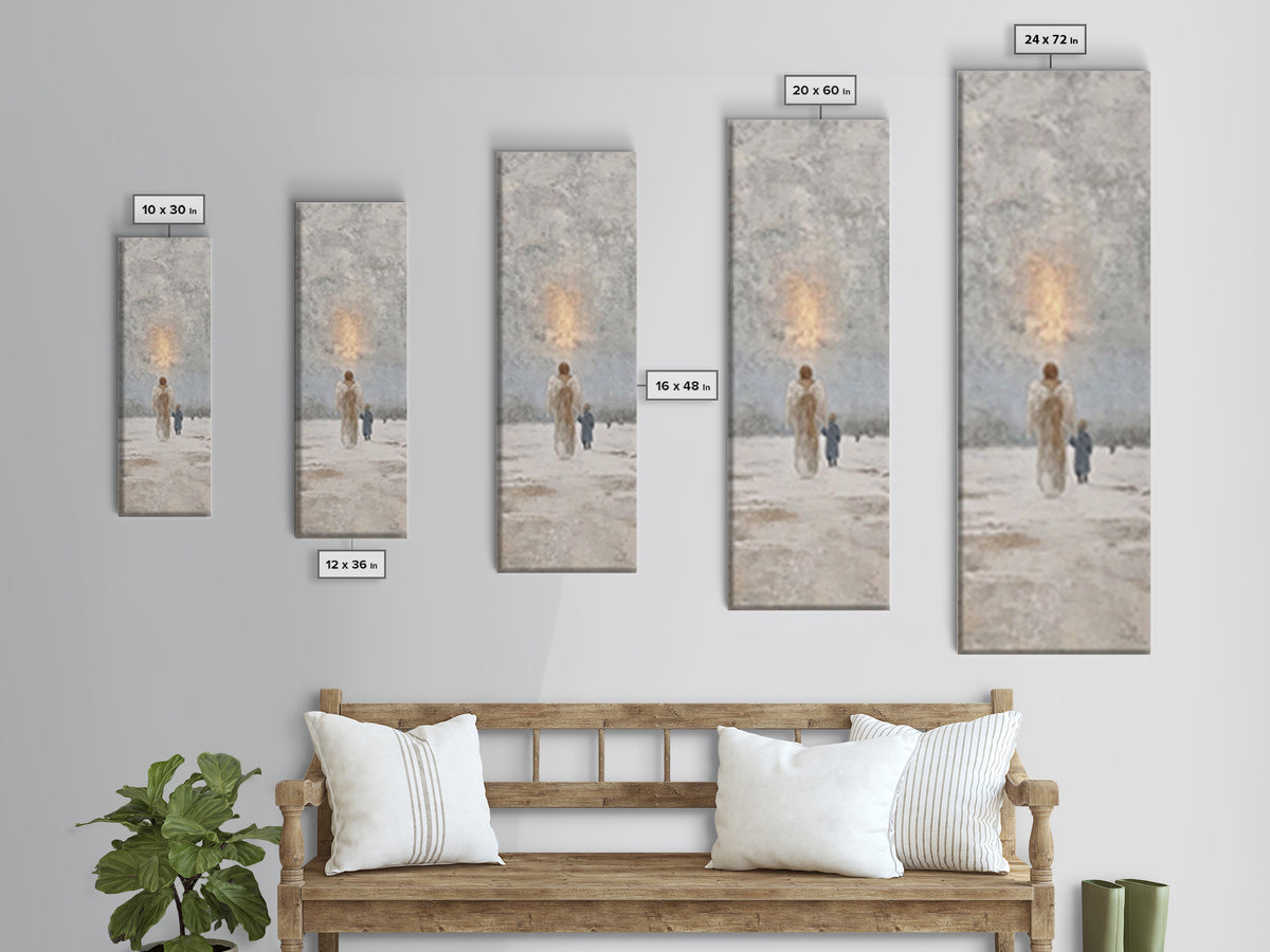 Guardian Of Light – Framed Canvas Print – Christian Art Canvas – Christian Wall Art – Narrow Art – Christmas Art – Christian Christmas