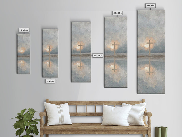 Cross Of Morning | Framed Canvas Print | Christian Wall Art | Christian Art Canvas | Tall Skinny Art Print | Christian Art | Christmas Art