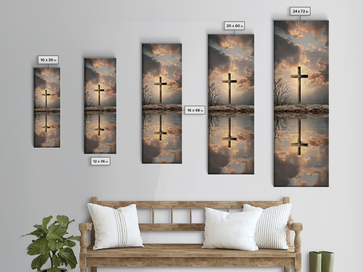 Cross Of The Horizon – Framed Canvas Print – Christian Wall Art – Christian Art Canvas – Skinny Art – Christian Christmas Art – Christmas A
