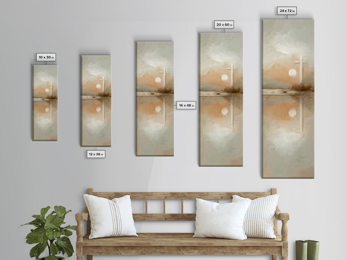 Radiant Morning Cross – Framed Canvas Print – Christian Art Canvas – Tall Skinny Art Print – Christmas Wall Art – Christian Painting – Chri