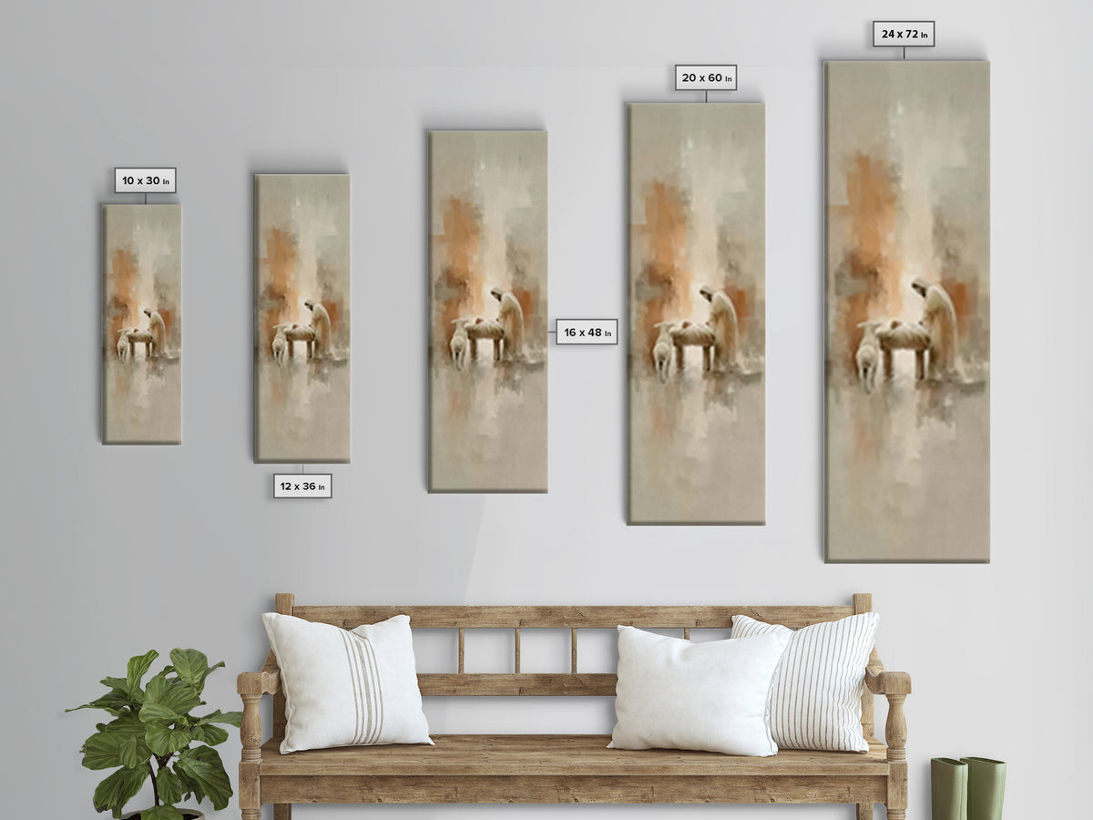 Humble Manger Peace – Framed Canvas Print – Christian Wall Art – Tall Narrow Wall Art – Christian Art Print – Christmas Art – Jesus Paintin