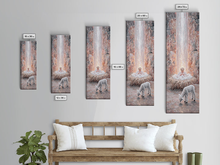 Heavenly Child Light – Framed Canvas Print – Christian Christmas Art – Narrow Art – Jesus Painting – Christian Wall Art – Christmas Canvas