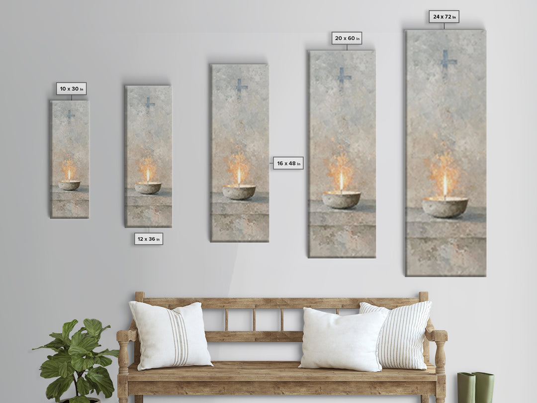 Sanctuary Flame Light – Framed Canvas Print – Christian Christmas Art – Christian Wall Art – Skinny Art – Christian Art Canvas – Christian