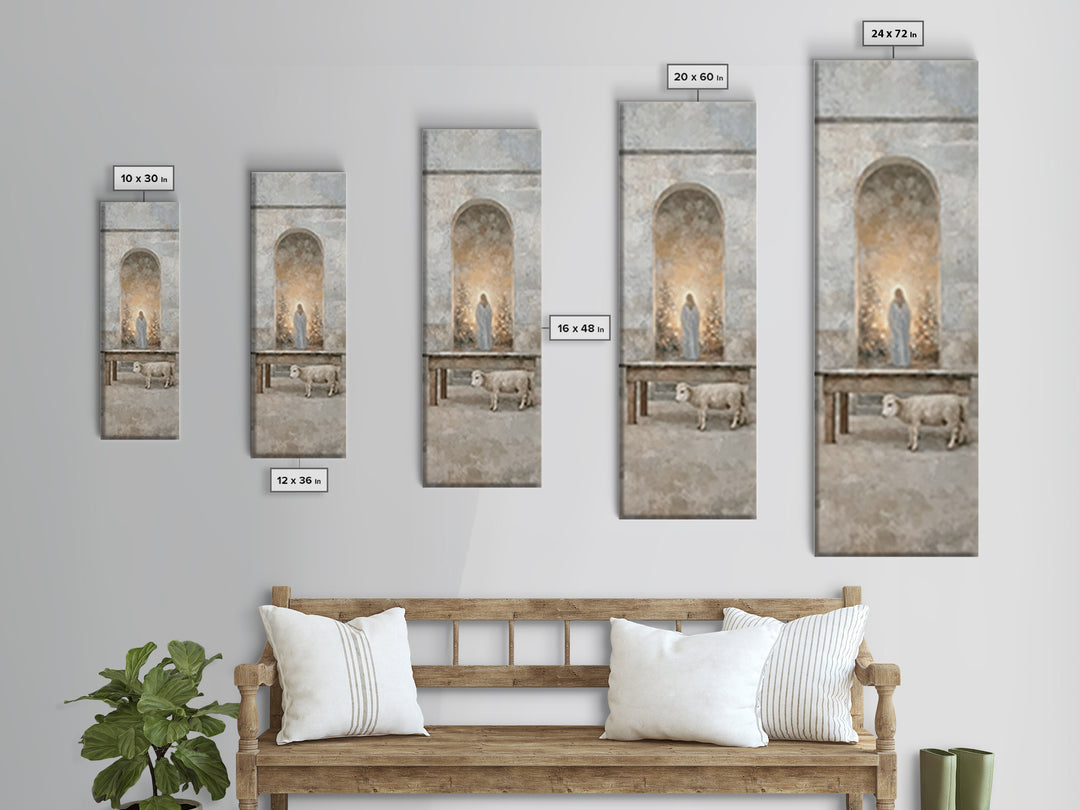 Sacred Hall Nativity – Framed Canvas Print – Christian Art Canvas – Tall Skinny Art Print – Christian Wall Art – Christmas Art – Jesus Pain