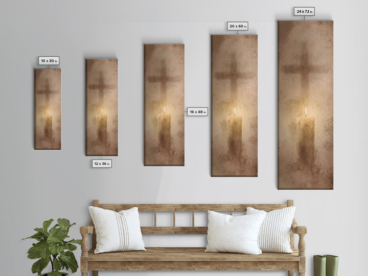 Cross Of Stillness – Framed Canvas Print – Minimalist Christian Art – Narrow Art – Christian Wall Art – Christian Art Canvas – Christian Ch