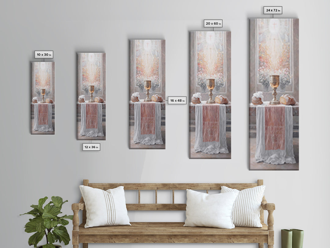 Radiant Communion Blessing - Framed Canvas Print - Tall Skinny Art Print - Christian Wall Art - Christian Art Canvas - Jesus Painting