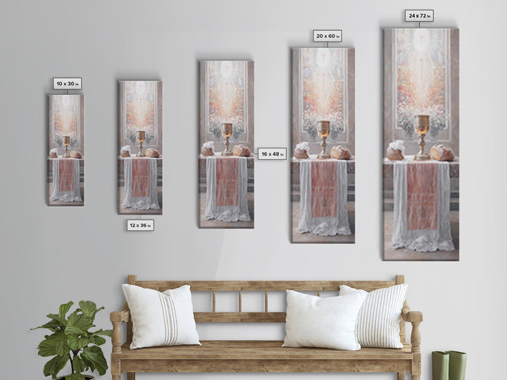 Radiant Communion Blessing - Framed Canvas Print - Tall Skinny Art Print - Christian Wall Art - Christian Art Canvas - Jesus Painting