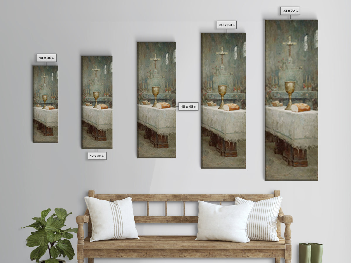 Sanctuary Table Grace, Framed Canvas Print, Narrow Art, Christian Art Canvas, Christian Paintings, Christian Decor, Jesus Painting