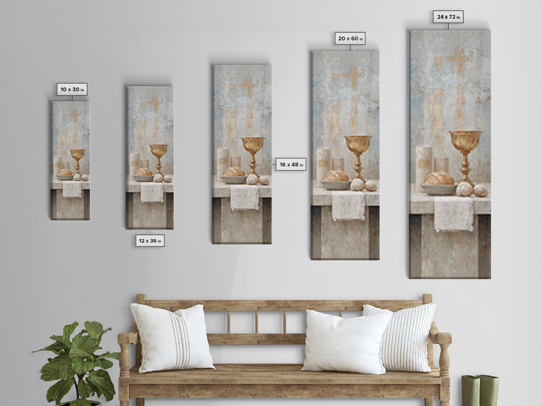Blessed Table Offering, Framed Canvas Print, Tall Skinny Art Print, Christian Wall Art, Christian Art, Jesus Painting, Christmas Art