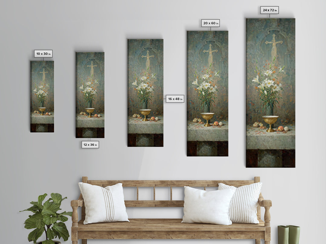 Altar Bloom Reverence - Framed Canvas Print - Tall Skinny Art Print - Christian Wall Art - Christian Art Canvas - Christmas Art