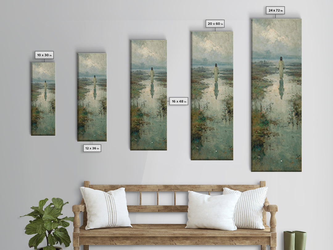 Starlit Savior | Framed Canvas Print | Tall Narrow Wall Art | Christian Art Painting | Christian Christmas Art | Jesus Canvas Art