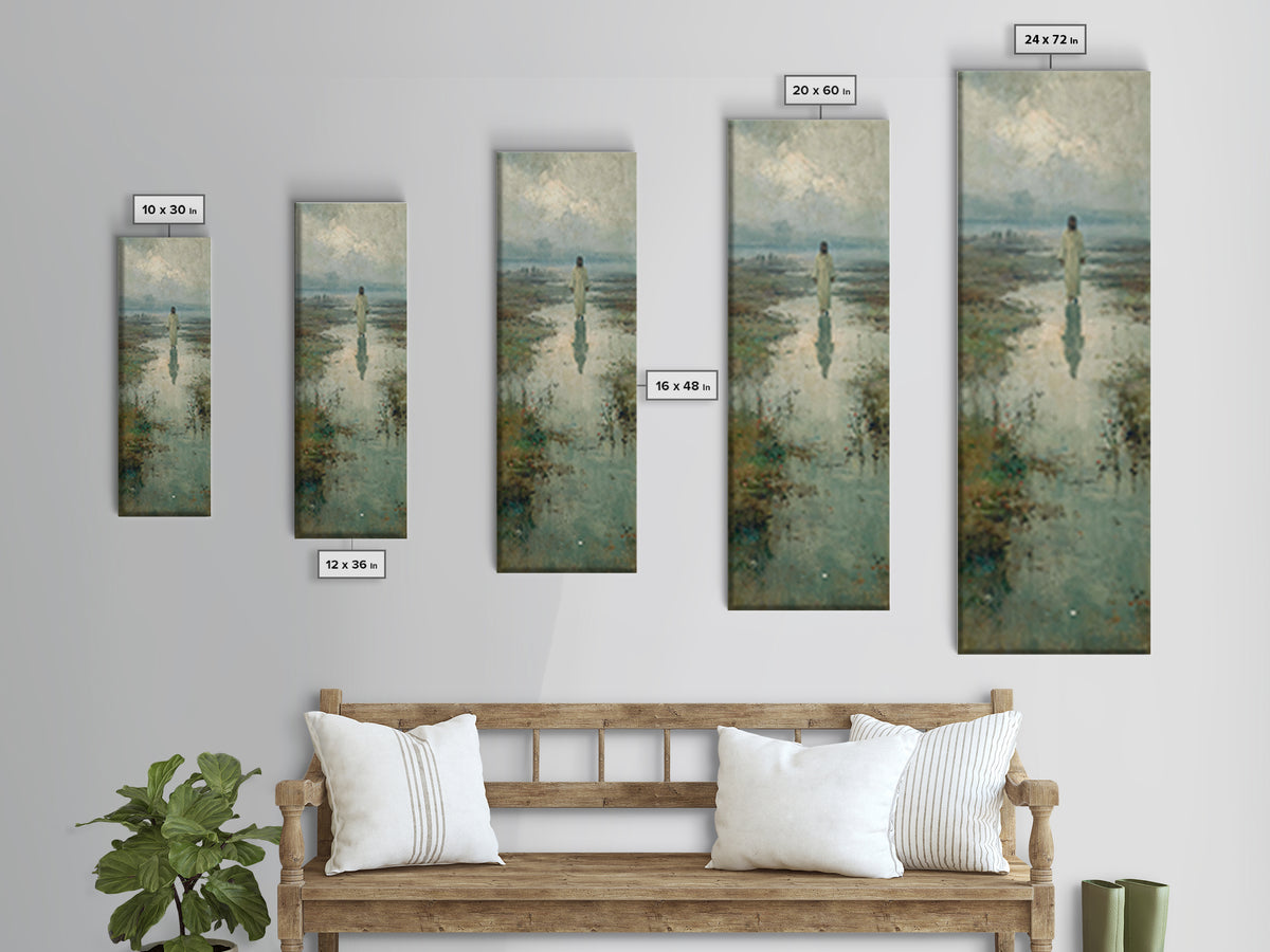 Starlit Savior | Framed Canvas Print | Tall Narrow Wall Art | Christian Art Painting | Christian Christmas Art | Jesus Canvas Art