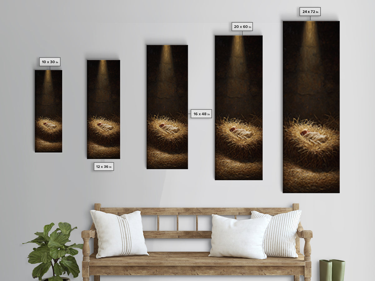 Holy Night Cradle – Framed Canvas Print – Christmas Art – Christian Christmas Art – Christian Art Canvas – Skinny Art – Christian Wall Art