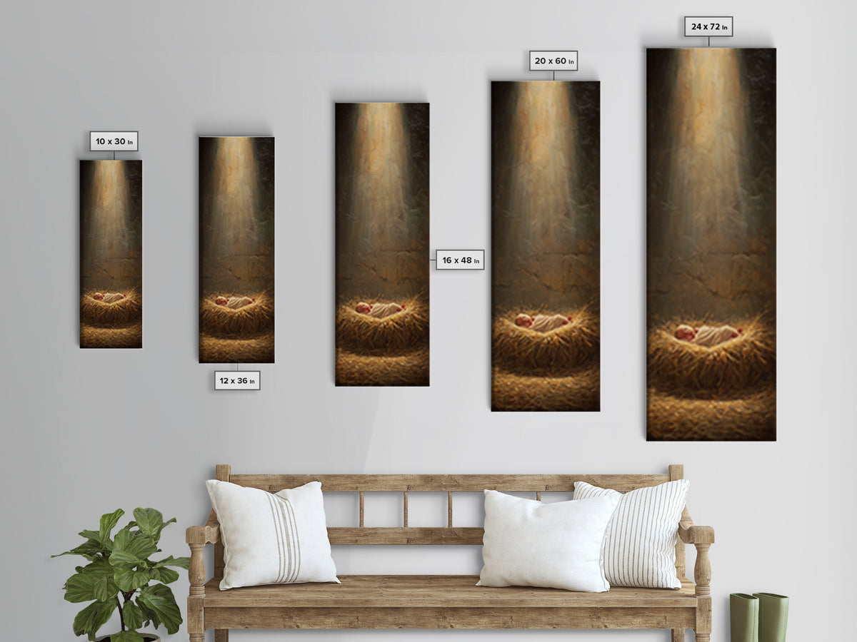 Light Of Bethlehem – Framed Canvas Print – Christian Art Canvas – Christian Christmas Art – Narrow Art – Christian Wall Art – Christmas Art