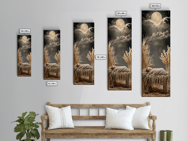 Silent Manger Star – Framed Canvas Print – Christian Christmas Art – Skinny Art – Christian Art Canvas – Christmas Wall Art – Christian Art