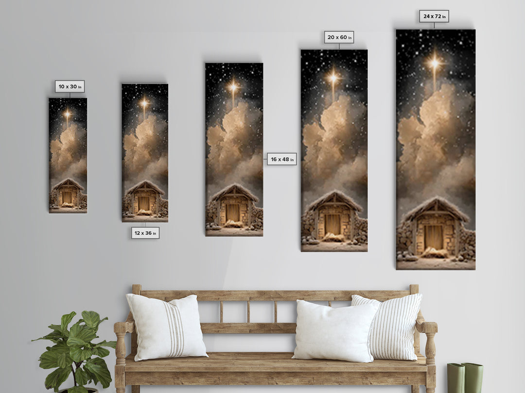 Star Of Bethlehem – Framed Canvas Print – Christmas Wall Art – Christian Art Canvas – Christian Christmas Art – Tall Skinny Art Print – Chr
