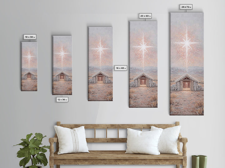 Bethlehem Brightness – Framed Canvas Print – Christian Christmas Art – Christian Art Canvas – Christmas Art Prints – Narrow Art – Christian