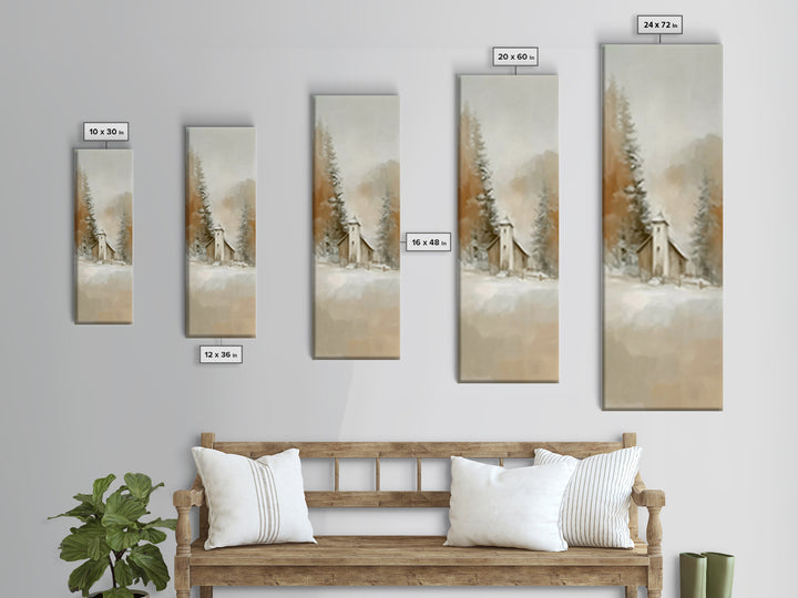 Snowy Chapel Peace – Framed Canvas Print – Christian Wall Art – Christian Art – Christmas Art – Tall Narrow Wall Art – Christian Decor