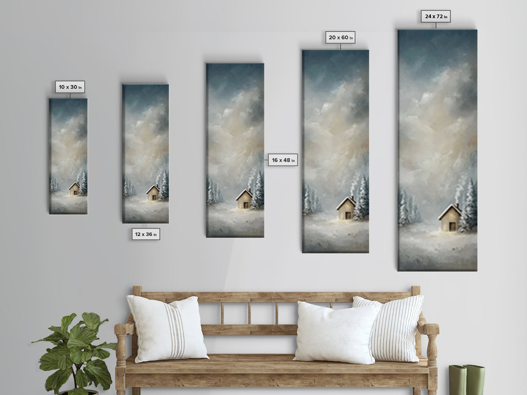 Winter Chapel Stillness – Framed Canvas Print – Christian Wall Art – Christian Art Canvas – Skinny Art – Christmas Art – Christian Christma