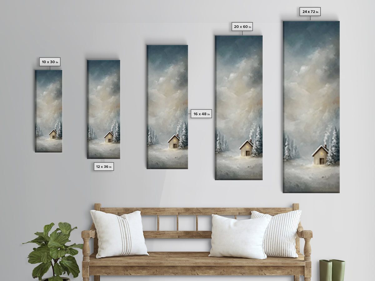 Winter Chapel Stillness – Framed Canvas Print – Christian Wall Art – Christian Art Canvas – Skinny Art – Christmas Art – Christian Christma