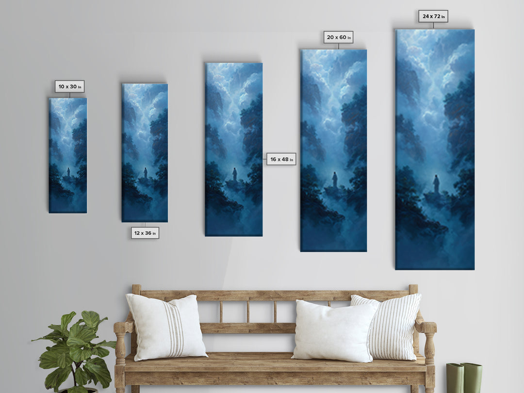 Snowfield Chapel Light – Framed Canvas Print – Tall Skinny Art Print – Christian Art – Christian Wall Art – Christmas Art – Christian Gift