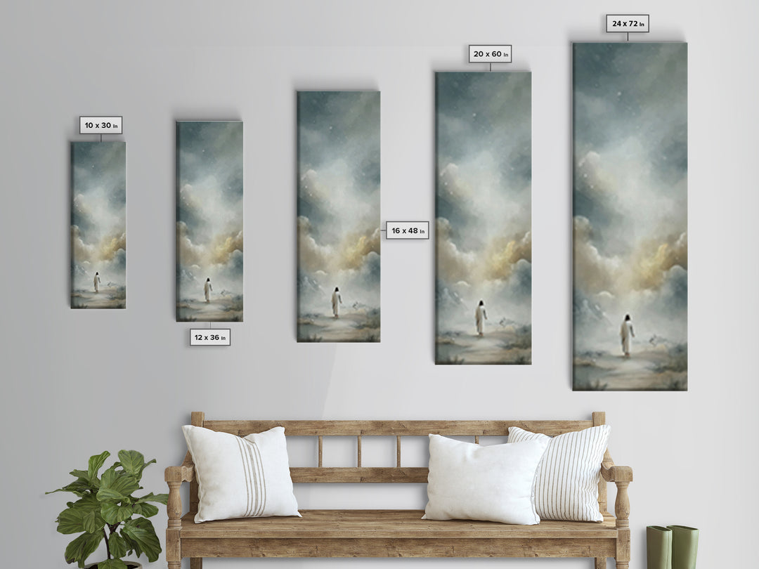 Golden Dawn Journey – Framed Canvas Print – Narrow Art – Christian Art Canvas – Christian Wall Art – Moody Christian Art – Christian Decor