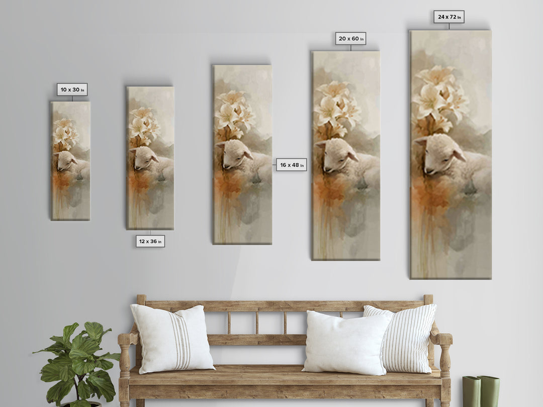 Soft Pasture Blessing – Framed Canvas Print – Christian Art Canvas – Christian Wall Art – Christian Painting – Tall Narrow Wall Art – Faith
