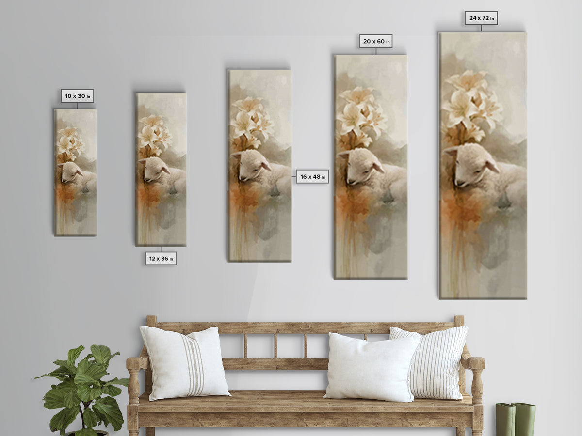 Soft Pasture Blessing – Framed Canvas Print – Christian Art Canvas – Christian Wall Art – Christian Painting – Tall Narrow Wall Art – Faith