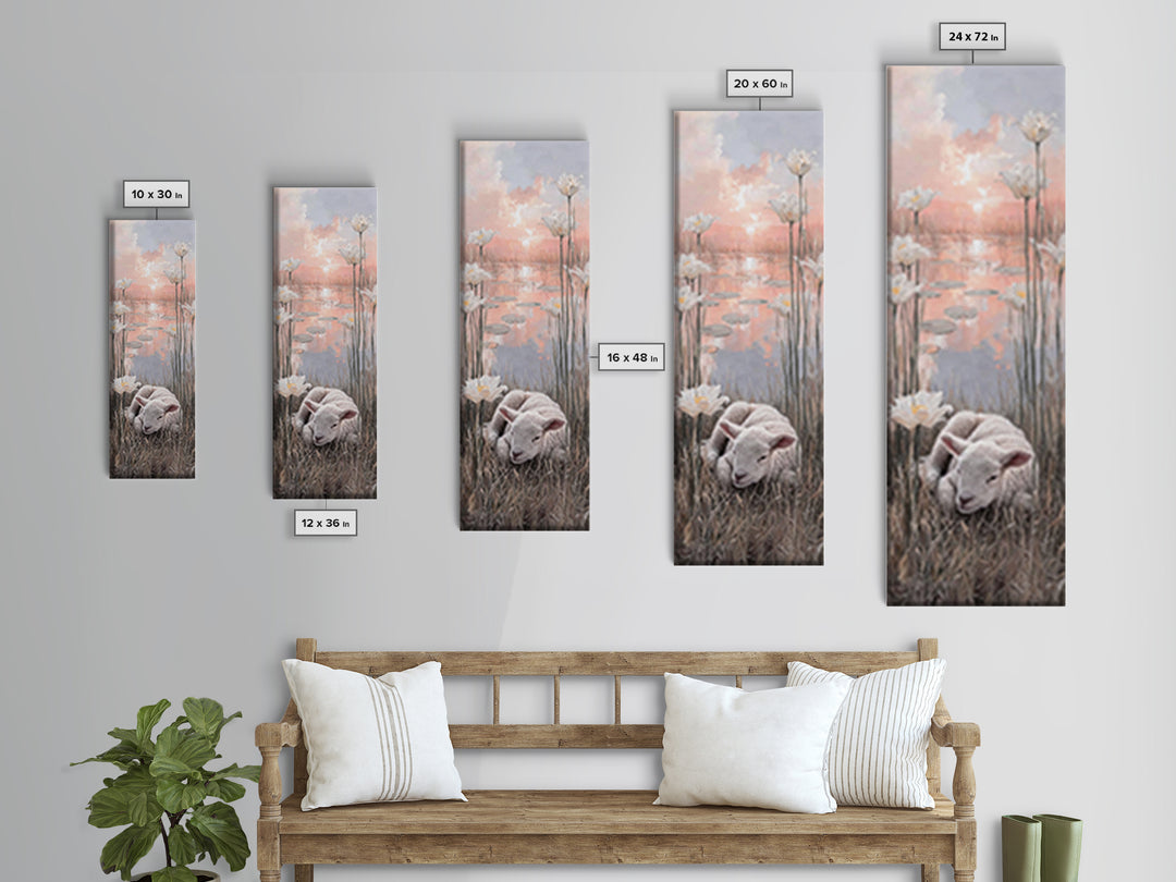Sunrise Garden Rest – Framed Canvas Print – Christian Wall Art – Tall Narrow Wall Art – Christian Art Canvas – Christian Painting – Faith A