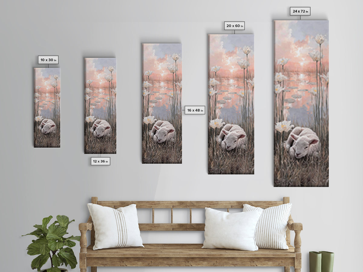 Sunrise Garden Rest – Framed Canvas Print – Christian Wall Art – Tall Narrow Wall Art – Christian Art Canvas – Christian Painting – Faith A