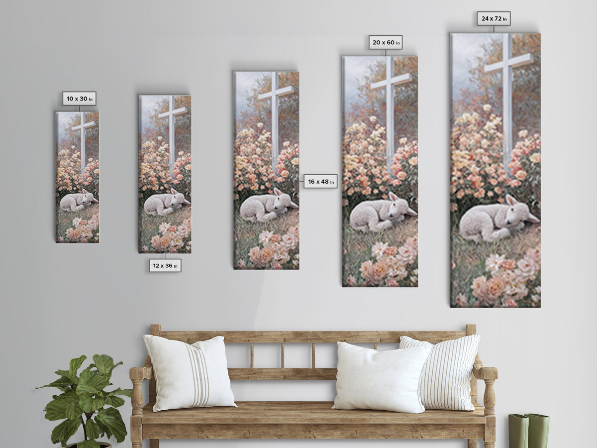 Crossfield Serenity – Framed Canvas Print – Christian Art Canvas – Christian Painting – Christian Wall Art – Tall Narrow Wall Art – Faith A