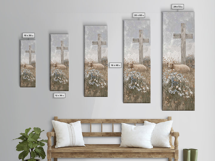 Grace In Bloom | Framed Canvas Print | Christian Art Canvas | Narrow Art | Modern Christian Art | Christian Gift Ideas | Vintage Christian