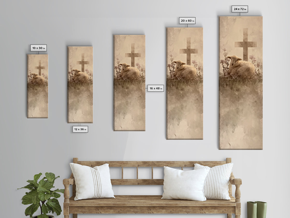 Gentle Rest Hope | Framed Canvas Print | Christian Wall Art | Narrow Art | Christian Art Gift | Unique Christian Art | Jesus Painting Canva