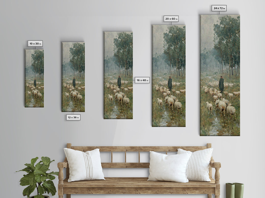 Shepherd’s Quiet Path – Framed Canvas Print – Tall Skinny Art Print – Christian Art – Christian Painting – Christian Art Canvas – Subtle Ch